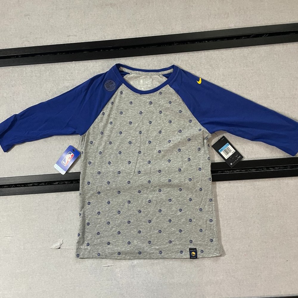 NIKE Golden State Warriors Baseball Tee Women's Medium Dri-Fit Grey Playoffs